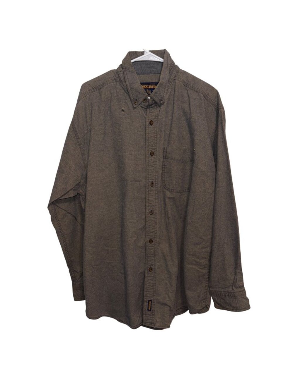 Woolrich Mens Button-Up Shirt Gray Brown Long Sleeve